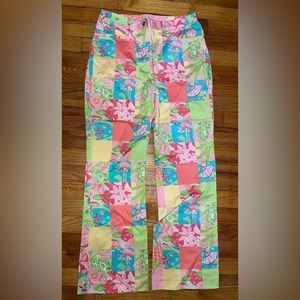 Lilly Pulitzer Tropical Patch Patchwork Pant Size 4 Pink Green